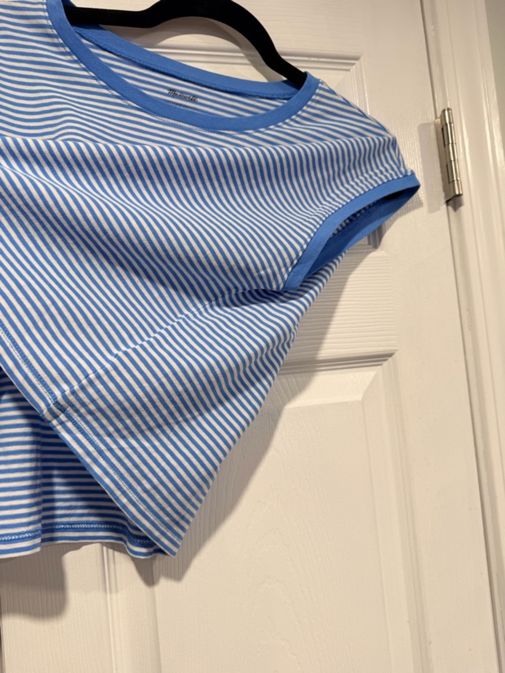 Madewell Blue and White Striped Muscle Tee - Picture 4 of 9